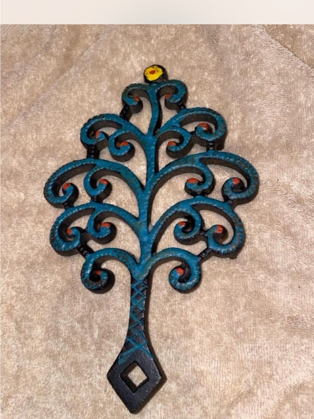 Decorative Turquoise Metal Tree Trivet